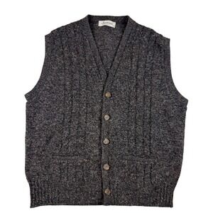 Vintage Jantzen Mens XL Cardigan Sweater Vest Gray Specks Grandpa Wool Blend